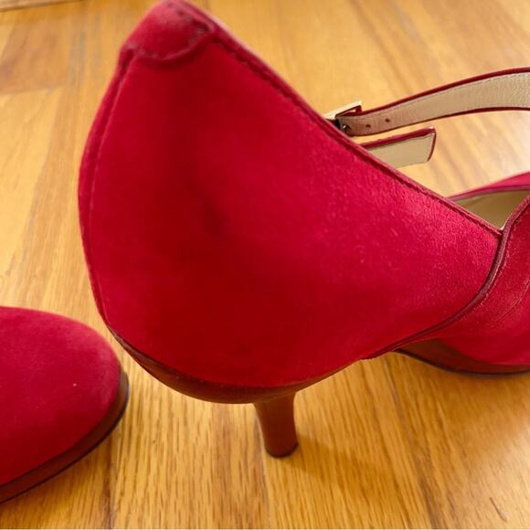 Jimmy Choo | Friday Kid Suede Platform Pumps Mary Janes Red EU 40.5, US 10.5 - Picture 10 of 15